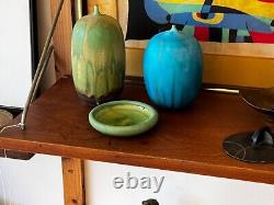 Grueby Signed Arts Crafts Studio Green Art Pottery Vessel Bowl Antique Boston