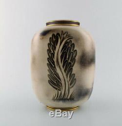 Gunnar Nylund for ALP Lidköping. Unique hand crafted Art Deco Flambé vase