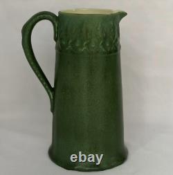 HAMPSHIRE POTTERY ARTS & CRAFTS PITCHER With EMBOSSED DESIGNS. SIGNED & MINT