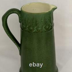 HAMPSHIRE POTTERY ARTS & CRAFTS PITCHER With EMBOSSED DESIGNS. SIGNED & MINT