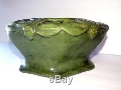 HEAVY! Wheatley Pottery Arts and Crafts Matte Green Vase / Flower Frog