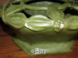 HEAVY! Wheatley Pottery Arts and Crafts Matte Green Vase / Flower Frog