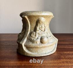 HTF Antique Zanesville Pottery Fortune Teller Vase / Stand Arts & Crafts AS IS