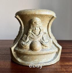 HTF Antique Zanesville Pottery Fortune Teller Vase / Stand Arts & Crafts AS IS