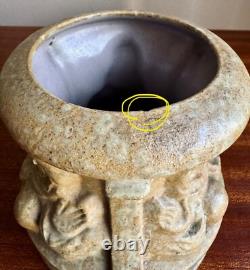 HTF Antique Zanesville Pottery Fortune Teller Vase / Stand Arts & Crafts AS IS