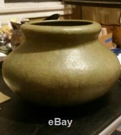 HUGE Roseville Early Carnelian Matte Green Vase Arts & Crafts Pottery 1915 MINT