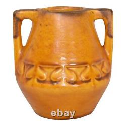 Haeger 1920s Arts And Crafts Pottery Mottled Orange Two Handled Ceramic Vase