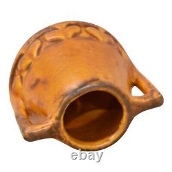 Haeger 1920s Arts And Crafts Pottery Mottled Orange Two Handled Ceramic Vase