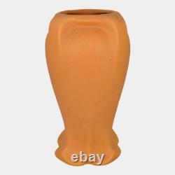 Haeger 1920s Arts And Crafts Pottery Orange Buttressed Scalloped Ceramic Vase