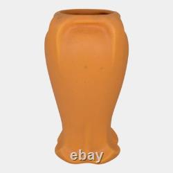 Haeger 1920s Arts And Crafts Pottery Orange Buttressed Scalloped Ceramic Vase