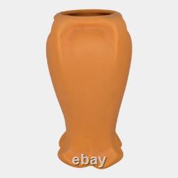 Haeger 1920s Arts And Crafts Pottery Orange Buttressed Scalloped Ceramic Vase