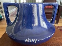 Haeger 1920s Vintage Arts and Crafts Blue Eve Ceramic Handled Vase Giant XL