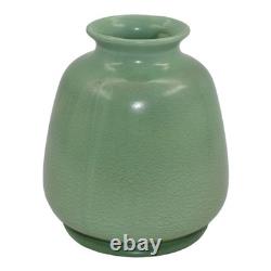 Haeger 1920s Vintage Arts and Crafts Pottery Frosted Matte Green Ceramic Vase