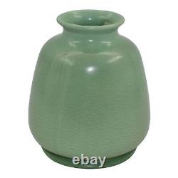 Haeger 1920s Vintage Arts and Crafts Pottery Frosted Matte Green Ceramic Vase