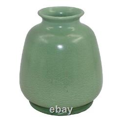 Haeger 1920s Vintage Arts and Crafts Pottery Frosted Matte Green Ceramic Vase