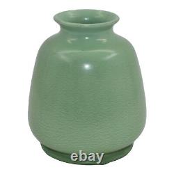 Haeger 1920s Vintage Arts and Crafts Pottery Frosted Matte Green Ceramic Vase