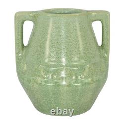 Haeger 1920s Vintage Arts and Crafts Pottery Geranium Leaf Matte Green Vase
