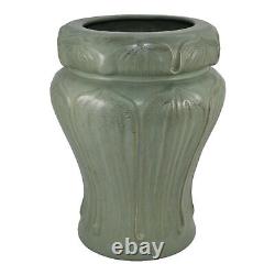 Haeger 1998 Arts And Crafts Style Pottery Mottled Green Lotus Leaf Ceramic Vase