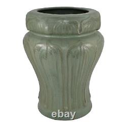 Haeger 1998 Arts And Crafts Style Pottery Mottled Green Lotus Leaf Ceramic Vase