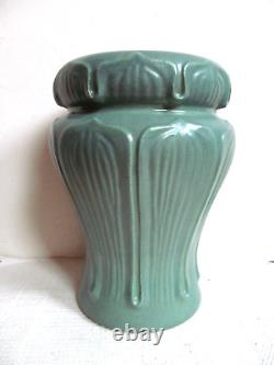 Haeger 1998 Arts And Crafts Style Pottery Vase -Greuby Green Lotus Leaf Ceramic