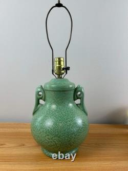 Haeger Early Art Pottery Deco Geranium Leaf Green Glaze Arts & Crafts Lamp