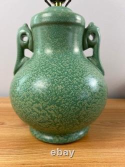 Haeger Early Art Pottery Deco Geranium Leaf Green Glaze Arts & Crafts Lamp