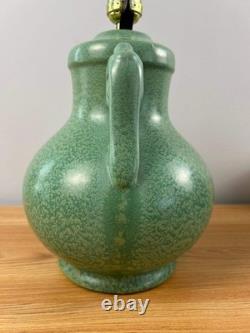 Haeger Early Art Pottery Deco Geranium Leaf Green Glaze Arts & Crafts Lamp