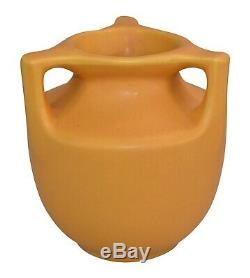 Haeger Pottery Matte Yellow Three Handled Arts and Crafts Vase No. 43