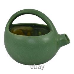 Hampshire Early 1900s Antique Arts And Crafts Pottery Matte Green Pitcher Teapot
