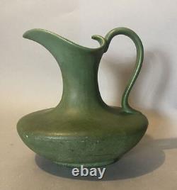 Hampshire Keene NH Arts & Crafts 9 Matte Green Art Pottery Pitcher Ewer