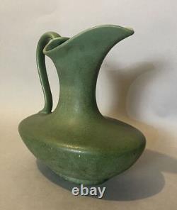 Hampshire Keene NH Arts & Crafts 9 Matte Green Art Pottery Pitcher Ewer