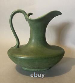 Hampshire Keene NH Arts & Crafts 9 Matte Green Art Pottery Pitcher Ewer