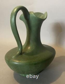 Hampshire Keene NH Arts & Crafts 9 Matte Green Art Pottery Pitcher Ewer