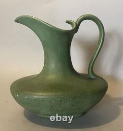 Hampshire Keene NH Arts & Crafts 9 Matte Green Art Pottery Pitcher Ewer