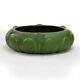 Hampshire Pottery 10 Matte Green Leaf & Bud Low Bowl Arts & Crafts Keene Nh