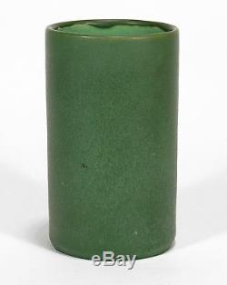 Hampshire Pottery 6 1/8 cylinder vase matte green glaze arts & crafts
