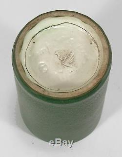 Hampshire Pottery 6 1/8 cylinder vase matte green glaze arts & crafts