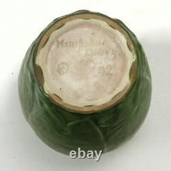 Hampshire Pottery 7.25 matte green leaf & bud vase #42 arts & crafts Keene NH