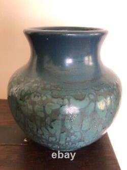 Hampshire Pottery Art & Crafts Vase Blue Mottled Glaze