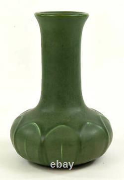 Hampshire Pottery Arts And Crafts Matte Green Tall Vase Leaf Decoration