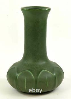 Hampshire Pottery Arts And Crafts Matte Green Tall Vase Leaf Decoration