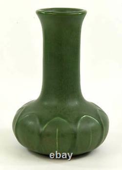 Hampshire Pottery Arts And Crafts Matte Green Tall Vase Leaf Decoration