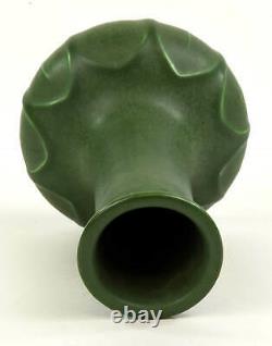 Hampshire Pottery Arts And Crafts Matte Green Tall Vase Leaf Decoration