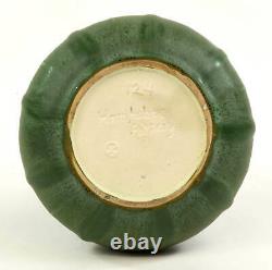 Hampshire Pottery Arts And Crafts Matte Green Tall Vase Leaf Decoration