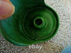 Hampshire Pottery Arts and Crafts Matte Green Candle Holder, Signed, Circa 1910