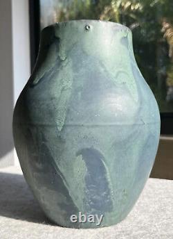 Hampshire Pottery Large Green Blue Vase Arts Crafts