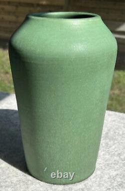 Hampshire Pottery Large Hand Thrown Vase Matte Green Arts Crafts