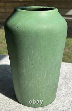 Hampshire Pottery Large Hand Thrown Vase Matte Green Arts Crafts
