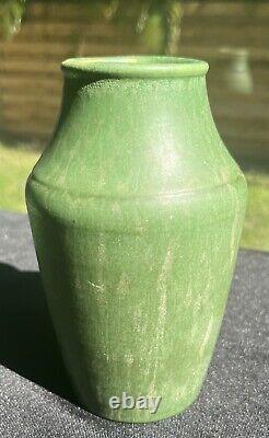 Hampshire Pottery Matte Green Hand thrown Vase Arts Crafts Unusual Form