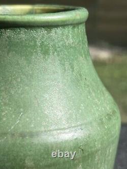Hampshire Pottery Matte Green Hand thrown Vase Arts Crafts Unusual Form